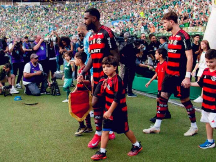 Gerson entrando em campo para Palmeiras x Flamengo, no Brasileirão (Foto: Adriano Fontes/CRF)