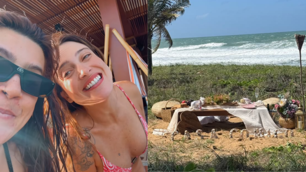 Tati Dias pede Lauana Prado em casamento na praia; veja fotos