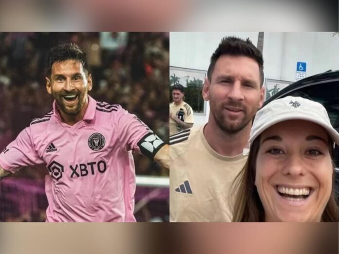 Mãe esbarra com Lionel Messi durante passeio no comércio (Foto: Diculgação)