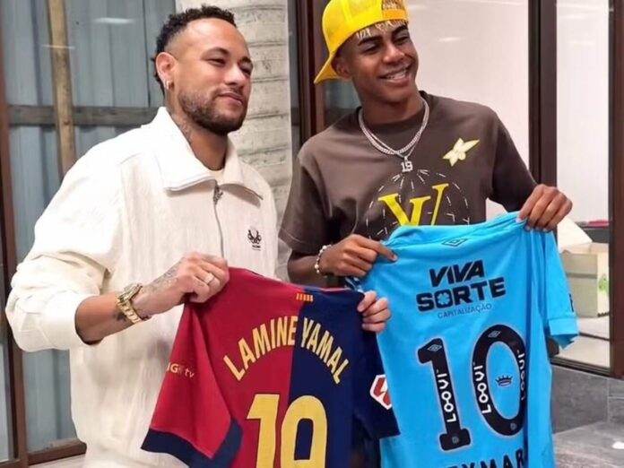 Neymar e Lamine Yamal curtem tempo juntos no Brasil (Foto: Divulgação/X)