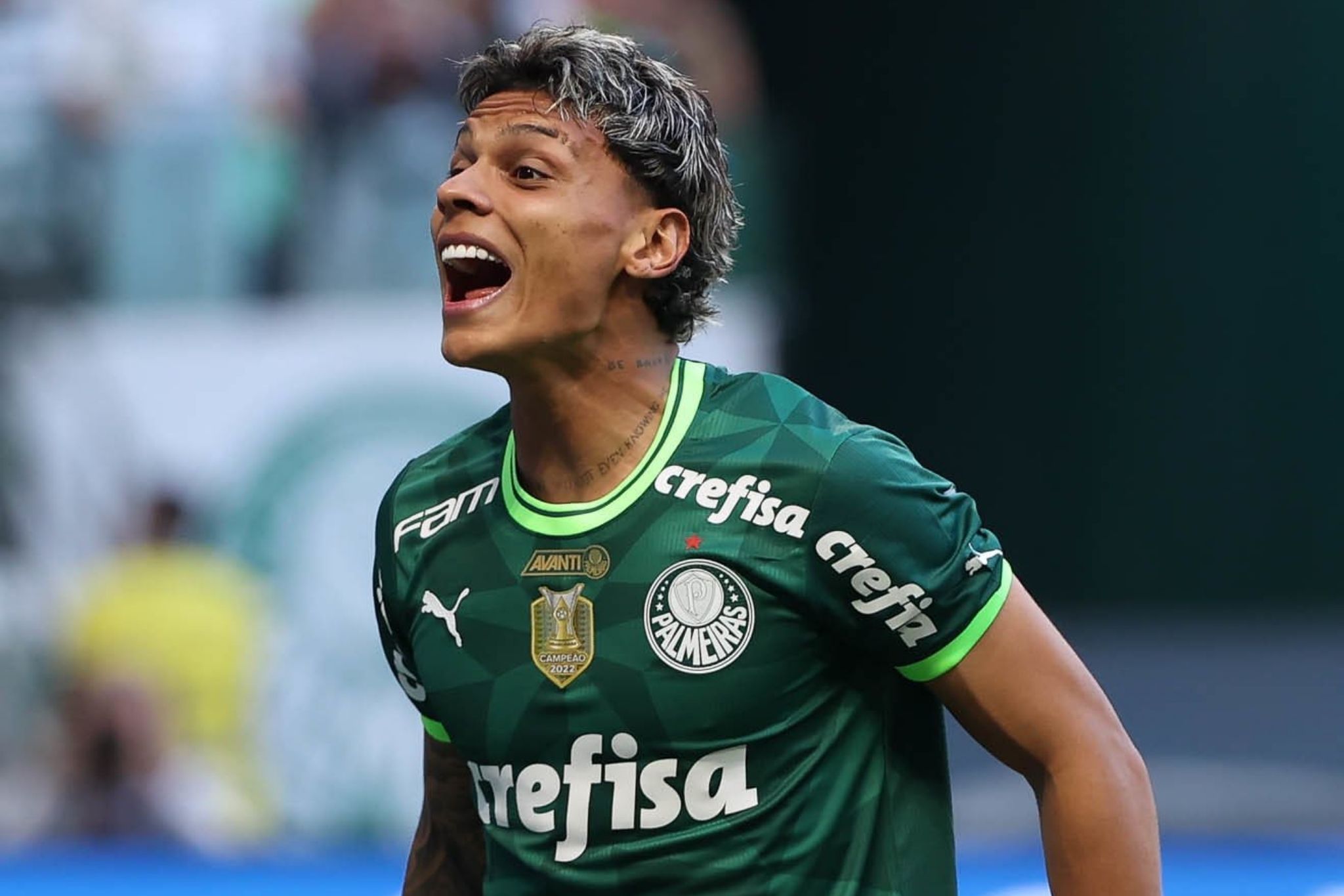 Richard Ríos em campo pelo Palmeiras