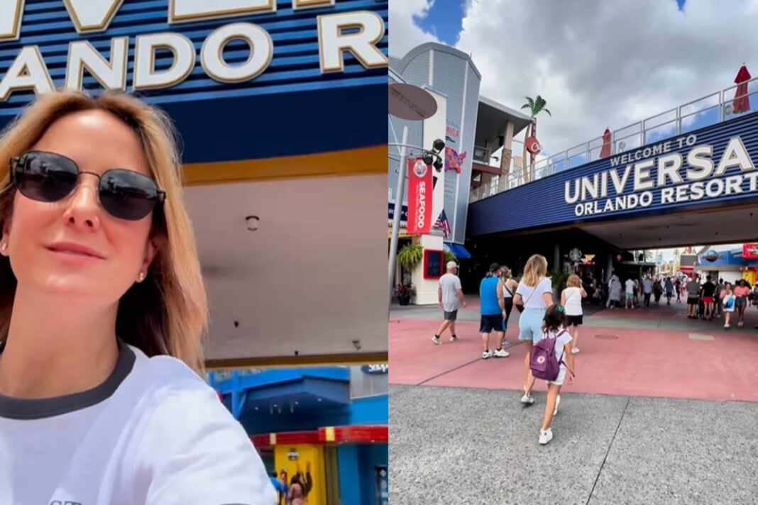 Ticiane Pinheiro e César Tralli se divertem com as filhas em viagem à Disney