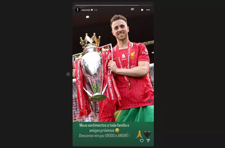 Neymar se manifesta sobre morte de Diogo Jota, do Liverpool