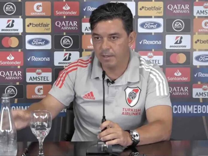 Marcelo Gallardo em coletiva (Foto: Reprodução/Youtube)
