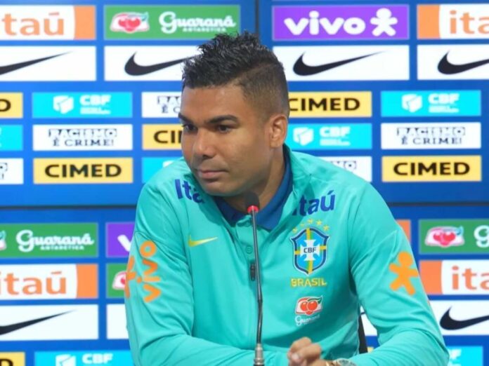 Casemiro em coletiva de imprensa pela Seleção (Foto: Reprodução/CBF TV)