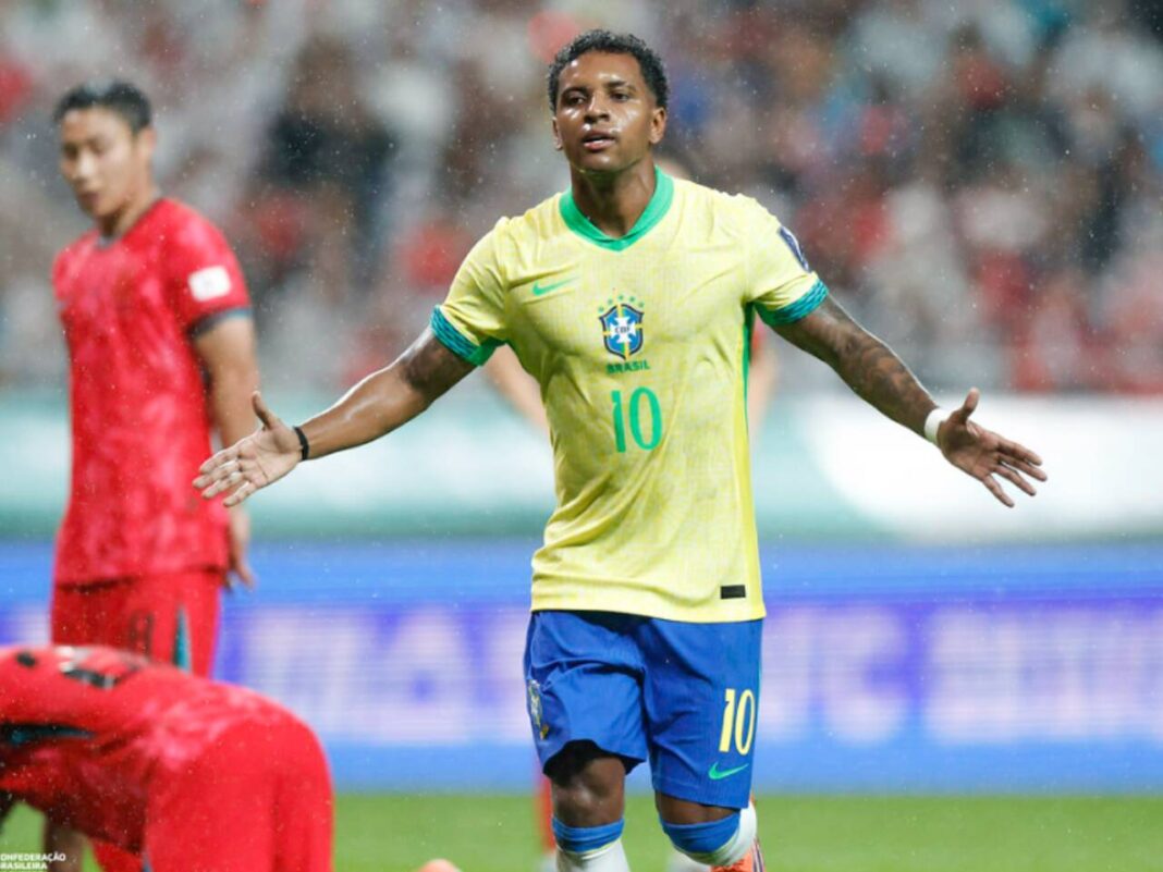 Assista: gol de Rodrygo pela Seleção Brasileira ganha destaque entre torcedores do Real Madrid