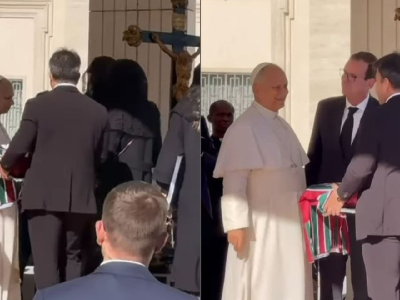 Papa Leão XIV recebe camisa do Fluminense (Foto: Reprodução)